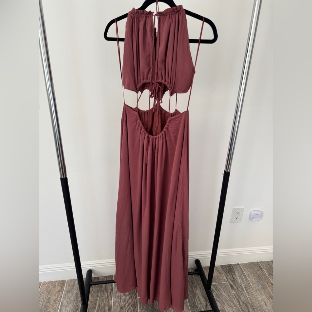 Dusty Brick Maxi Cut Out Dress - Picture 8 of 10